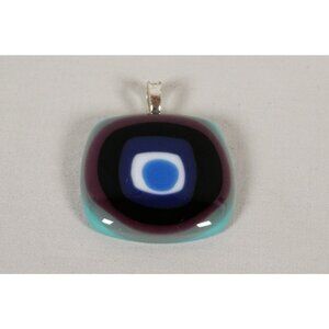 Fused Glass Pendant Fused Glass Necklace Jewelry Geometric Necklace